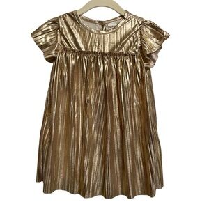 Metallic Pleated Flutter Party Dress